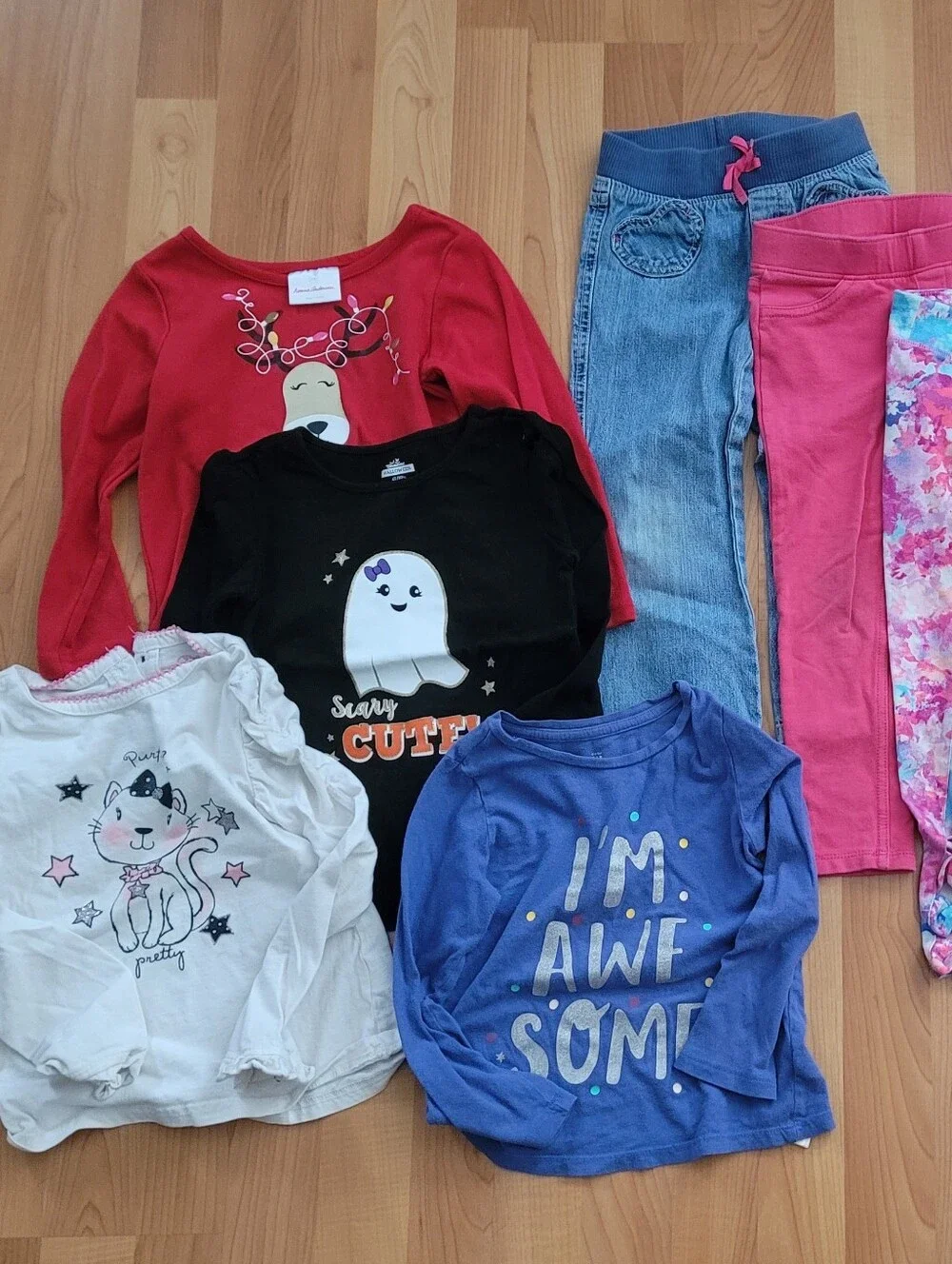 Jumping Beans Girls 4T Clothes Sweater Assorted Pants & Longsleeve Tops Lot Of 9
